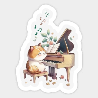 Cute cat playing the piano Sticker